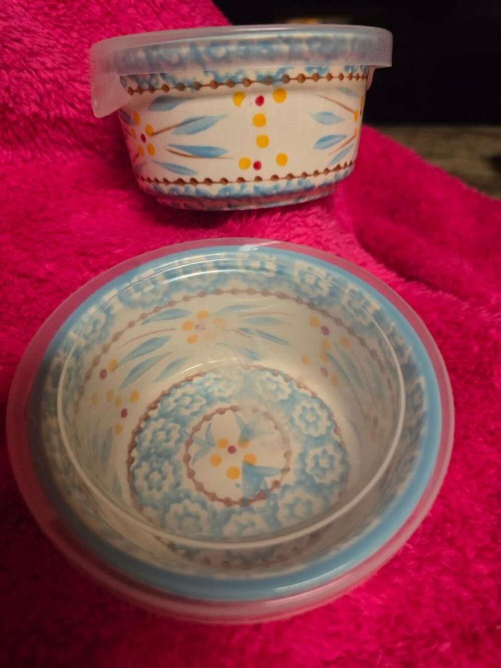 Temp-tations Old World Blue Ramekin/Custard Dish 6oz - Set of 2 with Lids